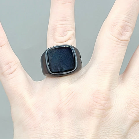  David Yurman Black Onyx Titatium Exotic Stone Signet Ring