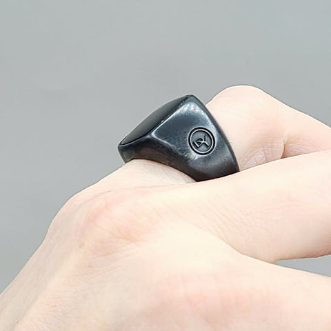  David Yurman Black Onyx Titatium Exotic Stone Signet Ring