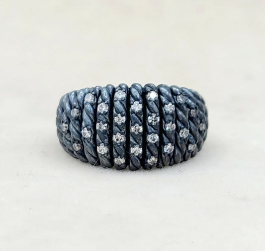 David Yurman Black Rhodium Tempo Ring With Pave Diamonds