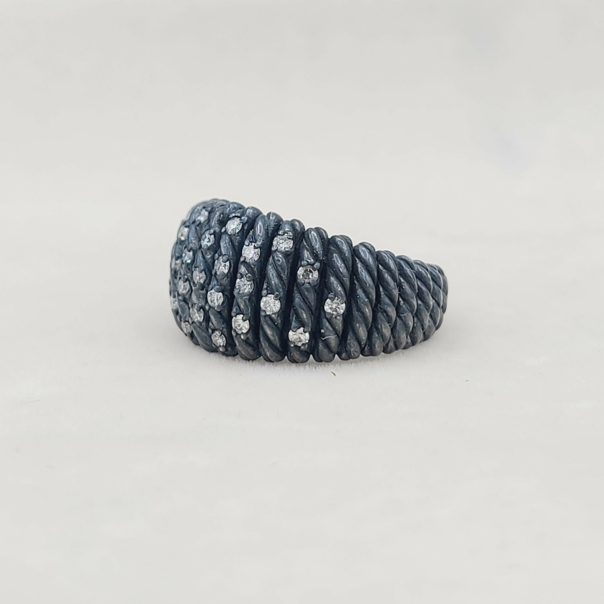 David Yurman Black Rhodium Tempo Ring With Pave Diamond
