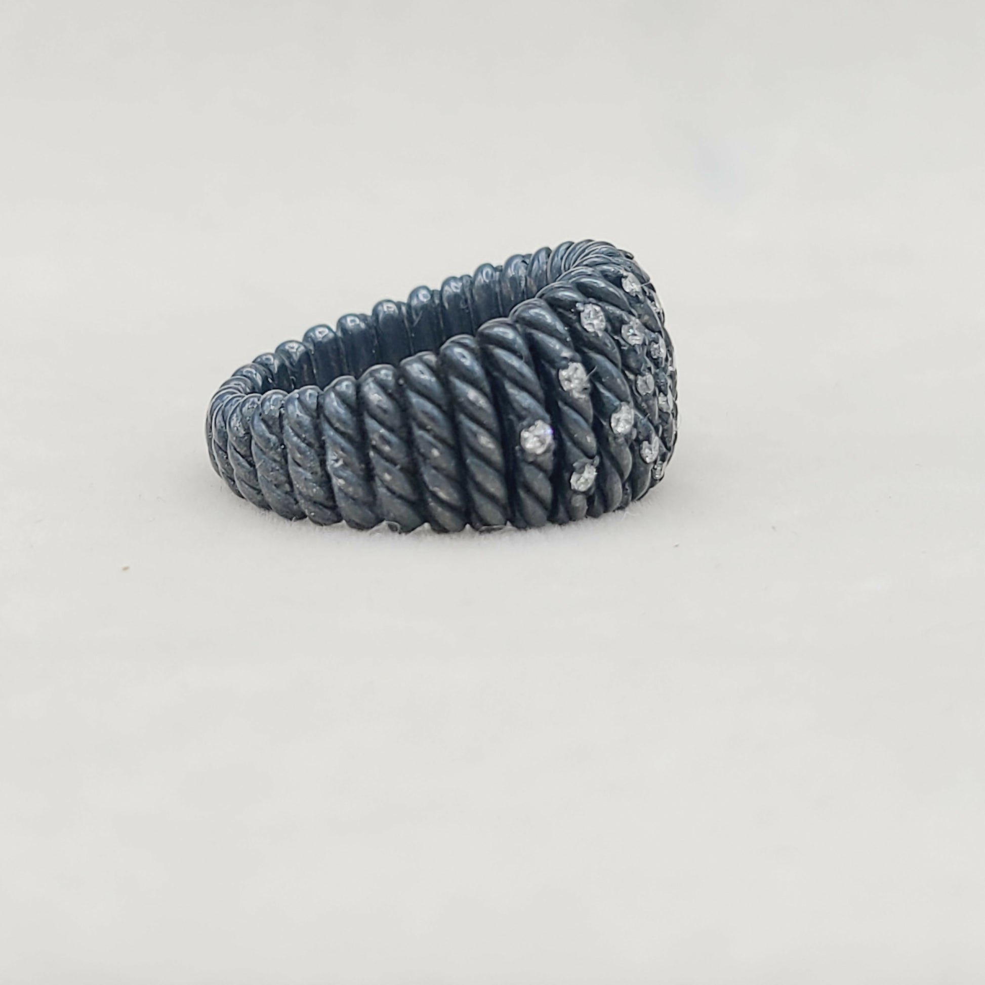 David Yurman Black Rhodium Tempo Ring With Pave Diamond