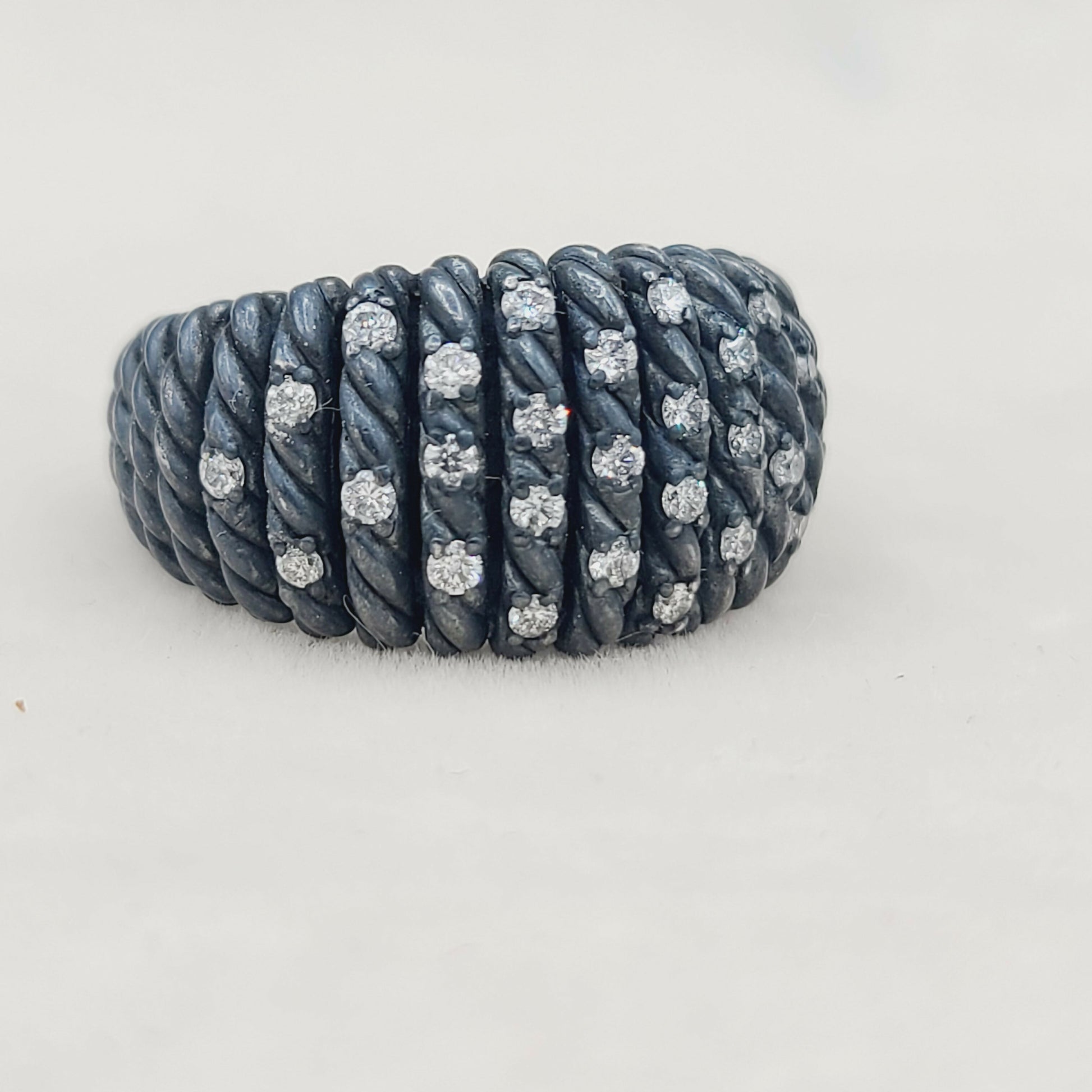 David Yurman Black Rhodium Tempo Ring With Pave Diamond