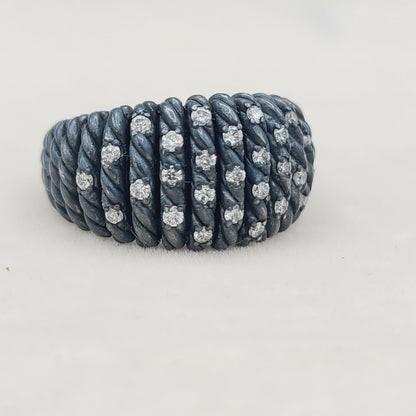 David Yurman Black Rhodium Tempo Ring With Pave Diamond