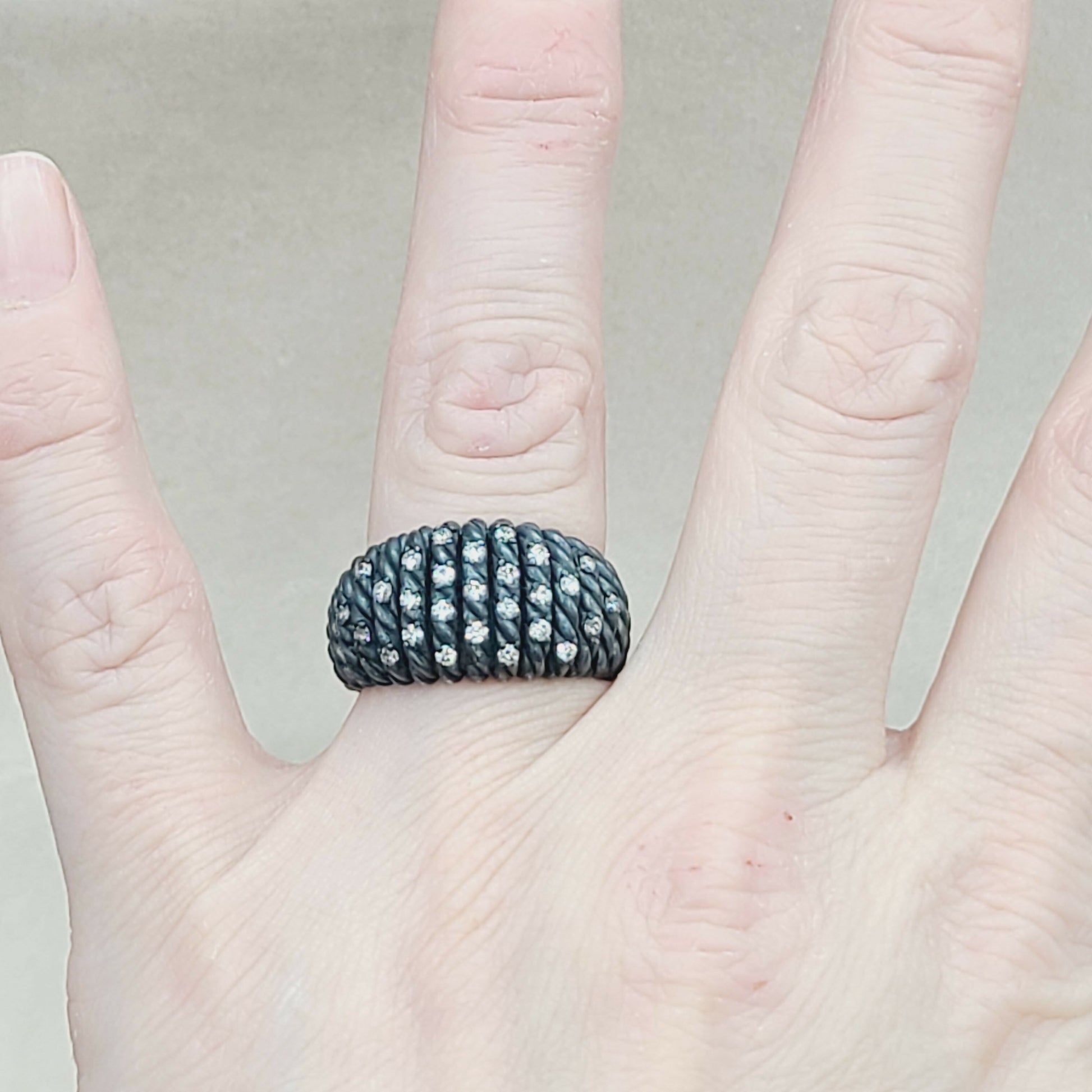 David Yurman Black Rhodium Tempo Ring With Pave Diamond