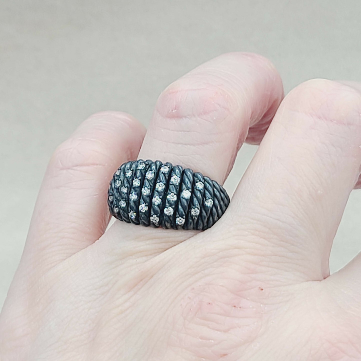 David Yurman Black Rhodium Tempo Ring With Pave Diamond