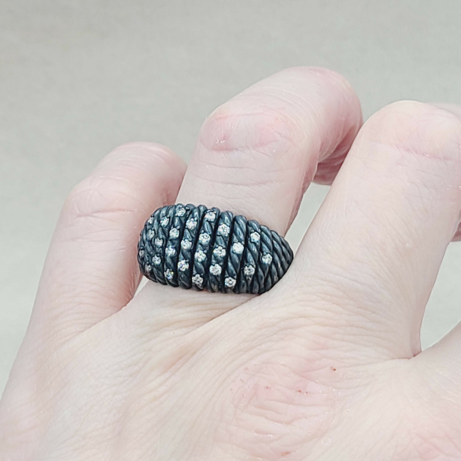 David Yurman Black Rhodium Tempo Ring With Pave Diamond