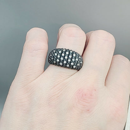 David Yurman Black Rhodium Tempo Ring With Pave Diamond