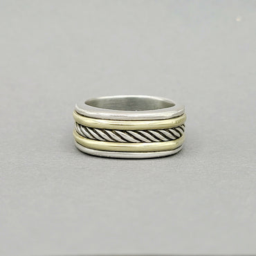  David Yurman Cable Silver Gold Band Ring