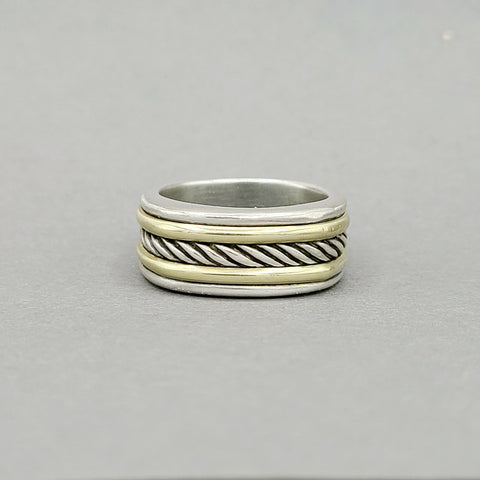  David Yurman Cable Silver Gold Band Ring