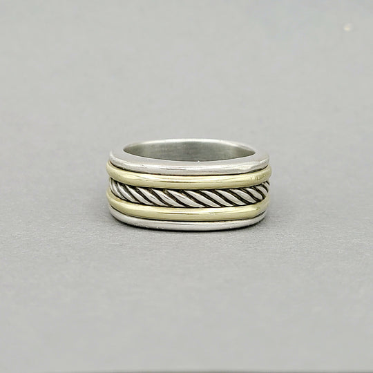  David Yurman Cable Silver Gold Band Ring
