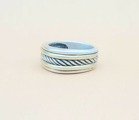  David Yurman Cable Silver Gold Band Ring
