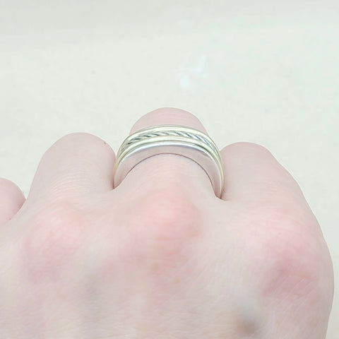  David Yurman Cable Silver Gold Band Ring