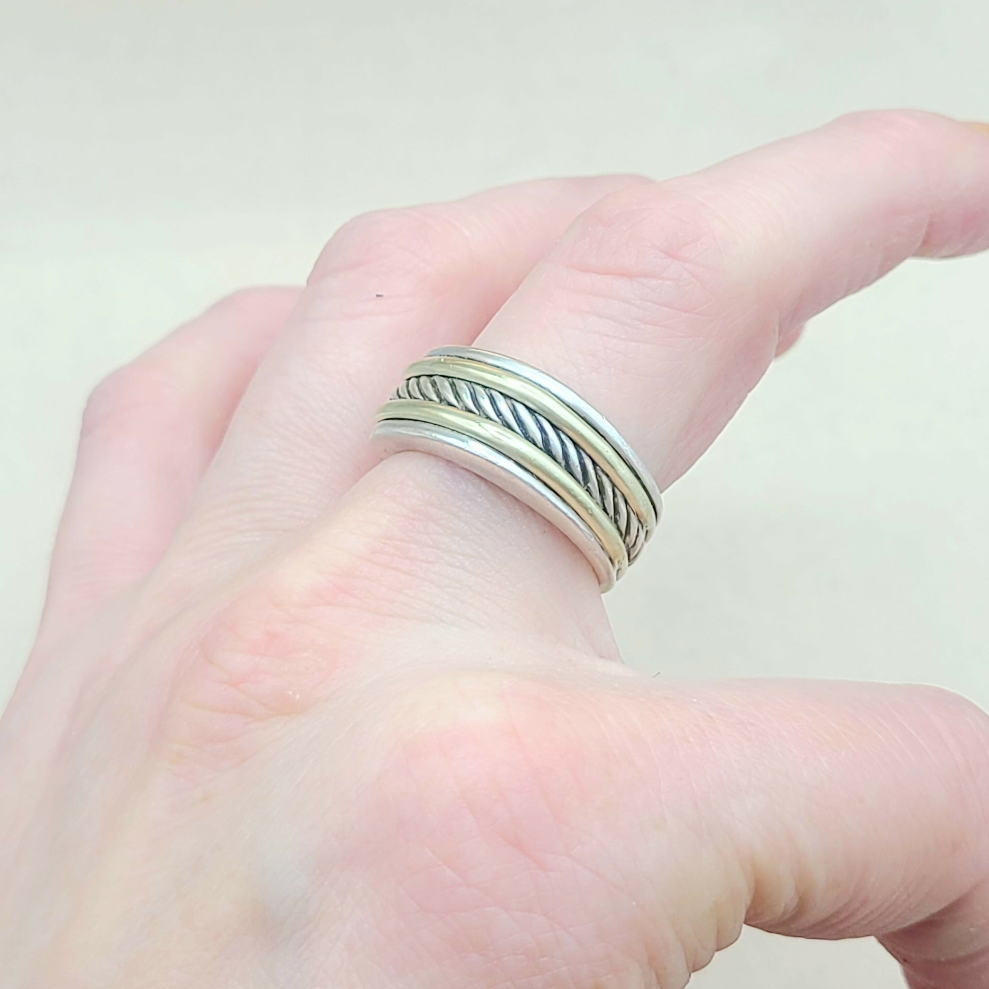David Yurman Cable Band Ring Silver & Gold | Certified Pre-Owned  AYW Luxury #