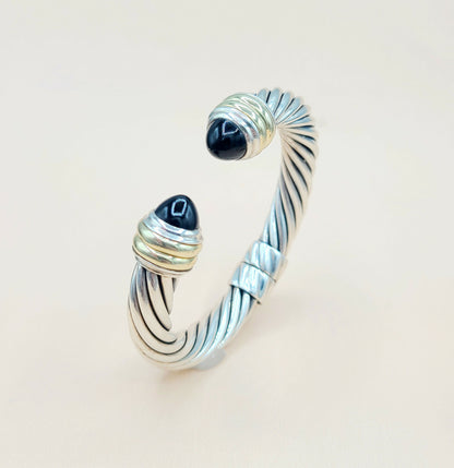 David Yurman 10mm Cable Black Onyx Bracelet Silver & Gold | Certified  AYW Luxury #
