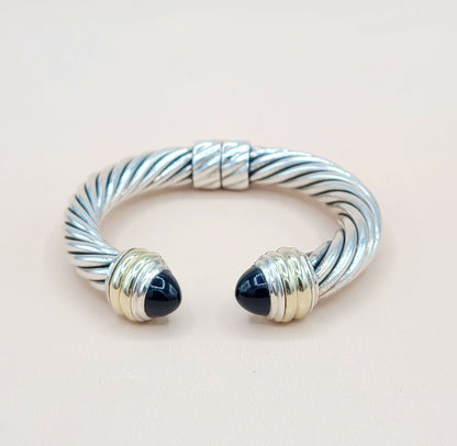 David Yurman 10mm Cable Black Onyx Bracelet Silver & Gold | Certified  AYW Luxury #