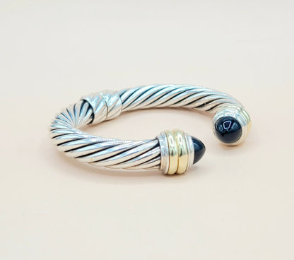 David Yurman 10mm Cable Black Onyx Bracelet Silver & Gold | Certified  AYW Luxury #