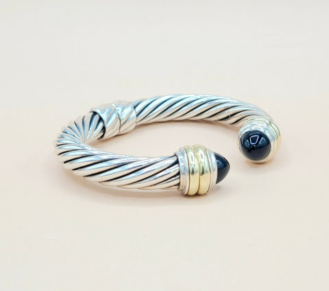  David Yurman 10mm Black Onyx Gold Bracelet