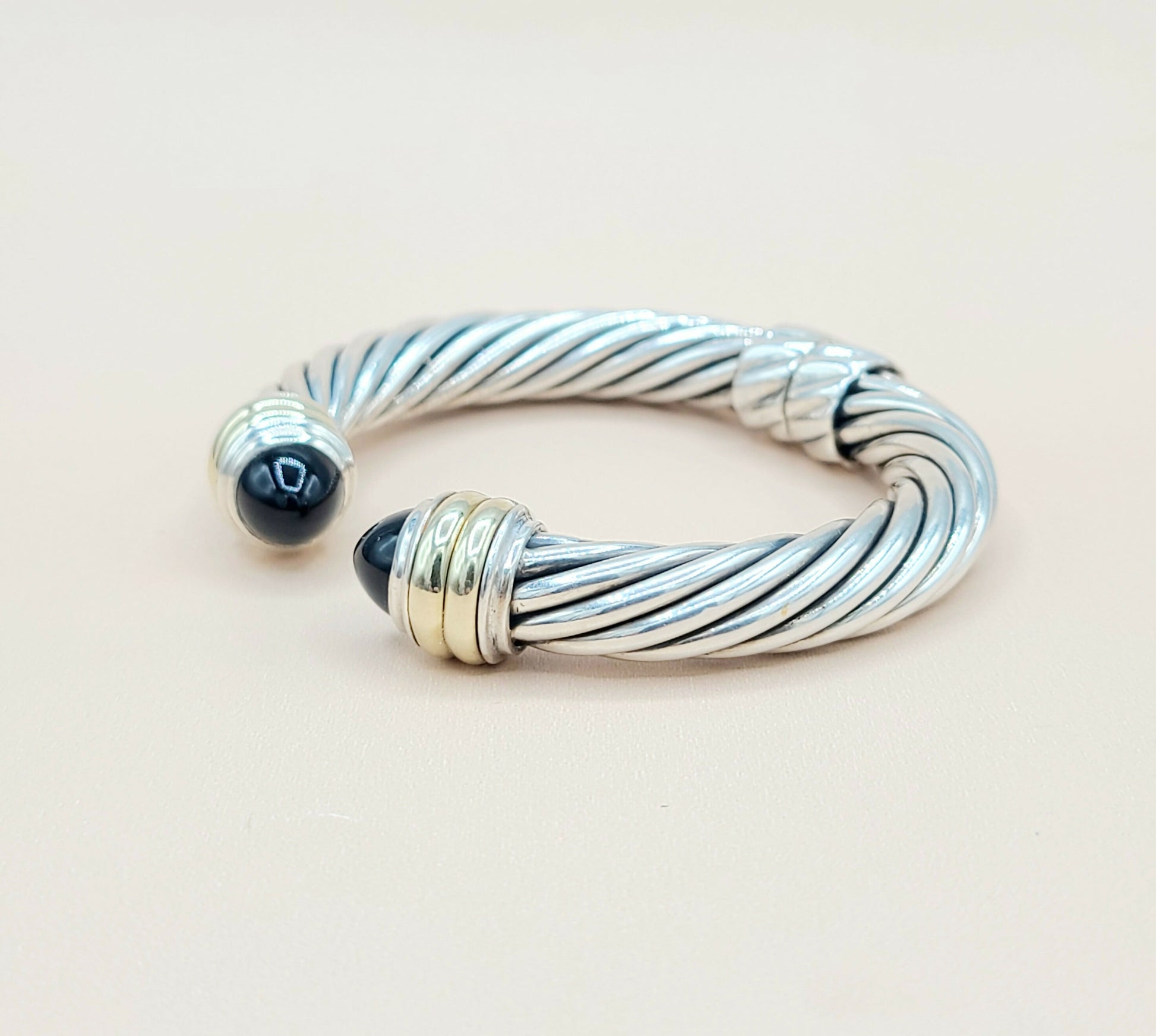 David Yurman 10mm Cable Black Onyx Bracelet Silver & Gold | Certified  AYW Luxury #