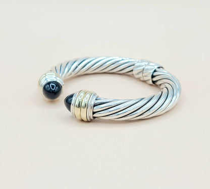 David Yurman 10mm Cable Black Onyx Bracelet Silver & Gold | Certified  AYW Luxury #