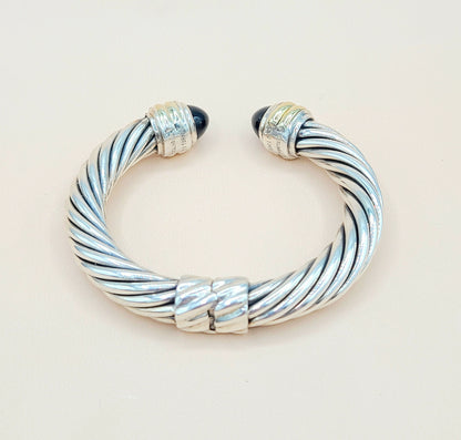 David Yurman 10mm Cable Black Onyx Bracelet Silver & Gold | Certified  AYW Luxury #