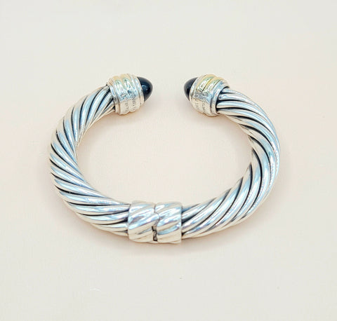  David Yurman 10mm Black Onyx Gold Bracelet