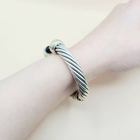  David Yurman 10mm Black Onyx Gold Bracelet
