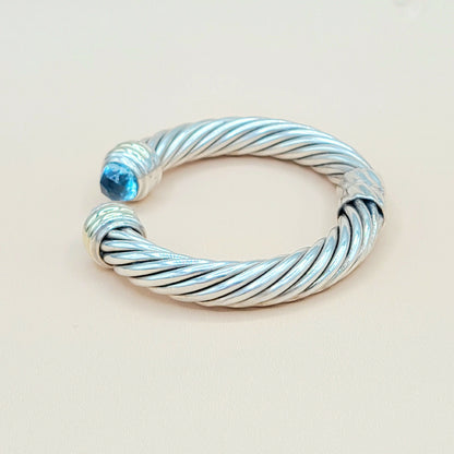 David Yurman 10mm Cable Blue Topaz Gold Bracelet Certified Pre-Owned  AYW Luxury #