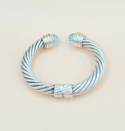 David Yurman 10mm Cable Blue Topaz Gold Bracelet Certified Pre-Owned  AYW Luxury #