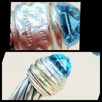 David Yurman 10mm Cable Blue Topaz Gold Bracelet Certified Pre-Owned  AYW Luxury #
