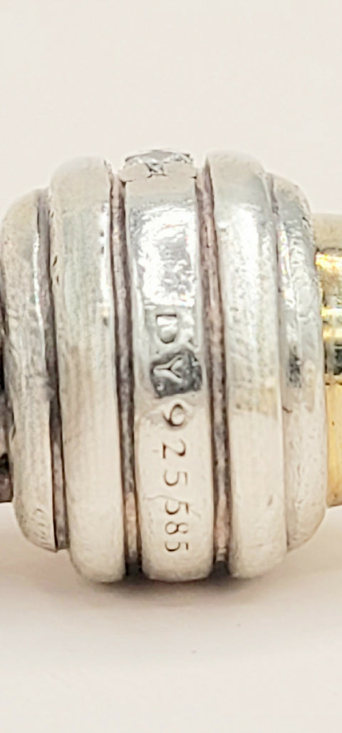  David Yurman Cable Classics Silver Gold Diamond Bracelet , 7mm