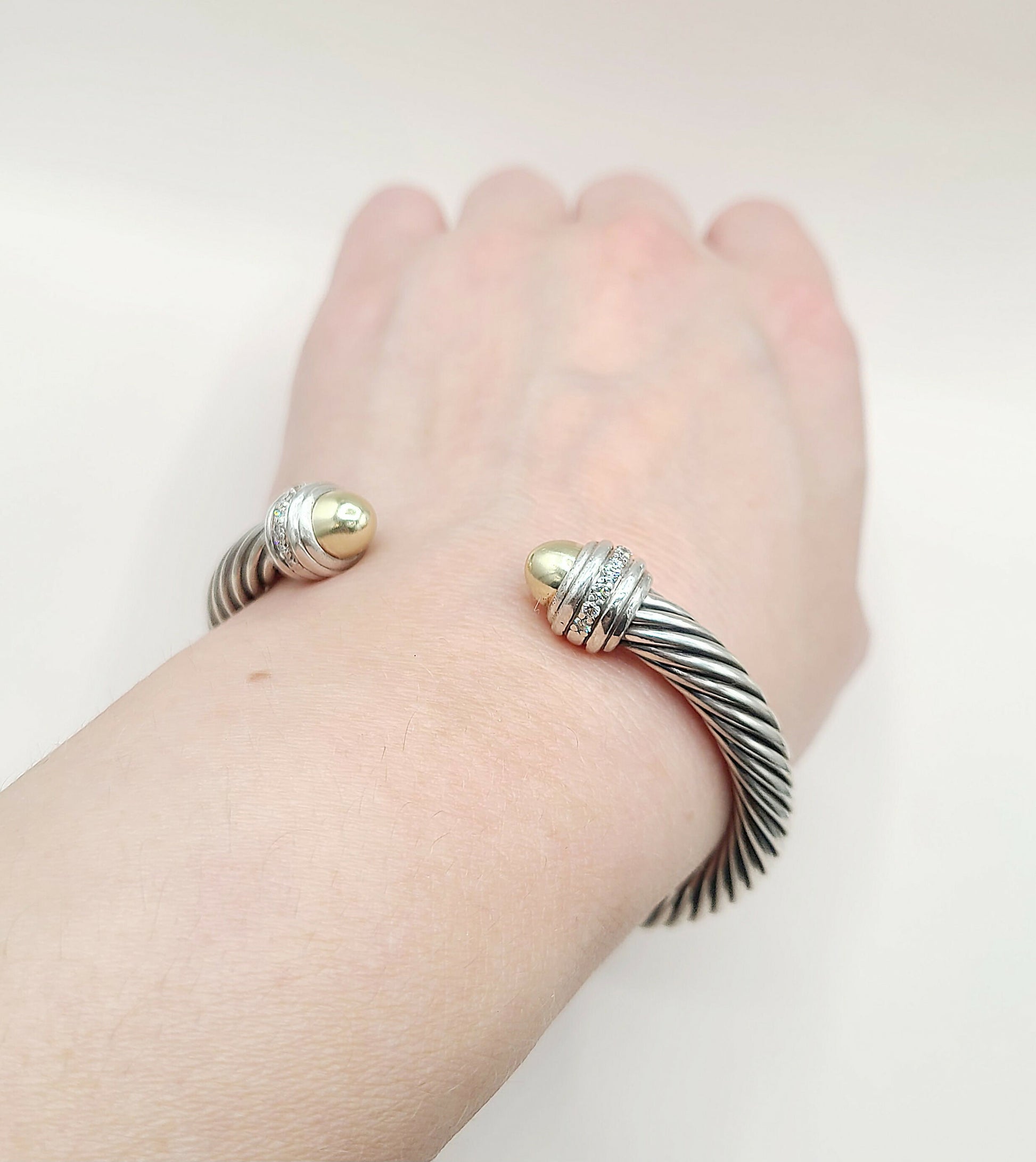 David Yurman Cable Classics Diamond Bracelet silver & 14k | Certified  AYW Luxury #