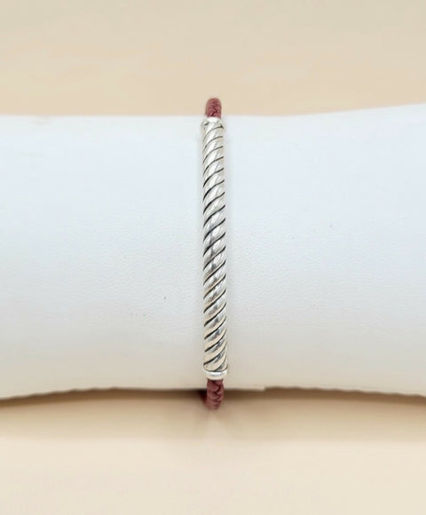 David Yurman Cable Classics ID Bracelet In Sterling Silver and Red Leather