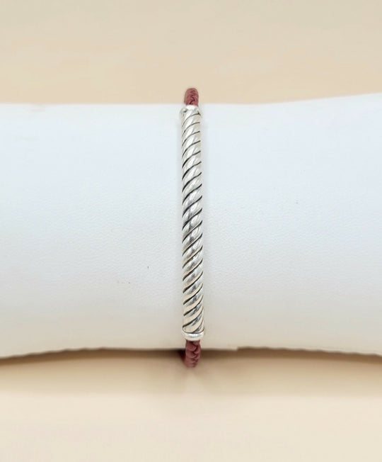 David Yurman Cable Classics ID Bracelet In Sterling Silver and Red Leather