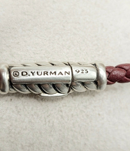 hallmark of David Yurman Cable Classics ID Bracelet In Sterling Silver and Red Leather