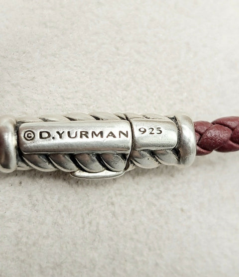 hallmark of David Yurman Cable Classics ID Bracelet In Sterling Silver and Red Leather