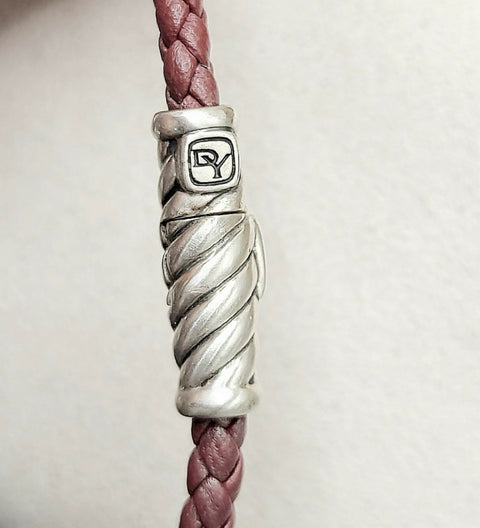 hallmark of David Yurman Cable Classics ID Bracelet In Sterling Silver and Red Leather