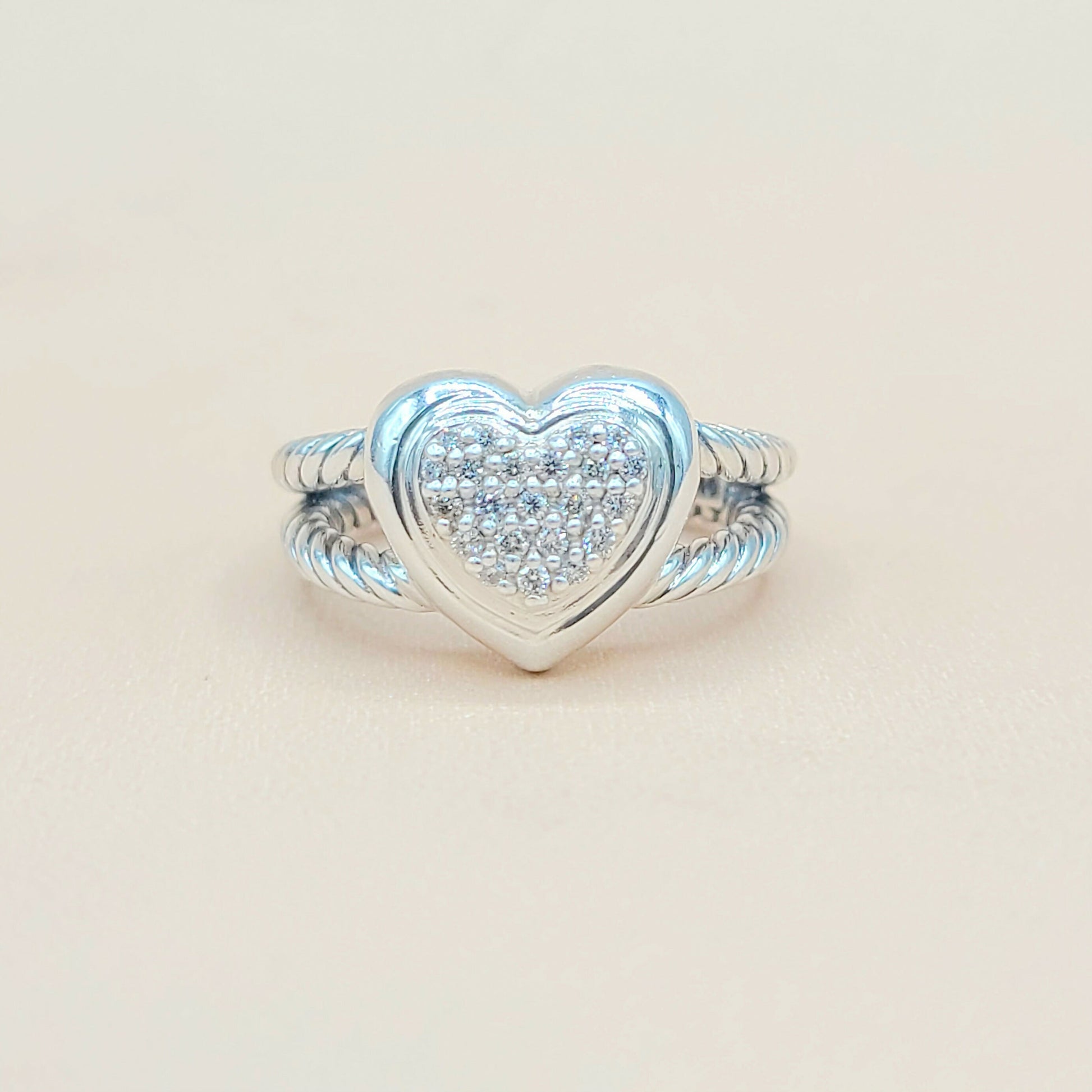 David Yurman Cable Heart Diamond Ring Silver | Certified Pre-Owned  AYW Luxury #