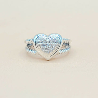 David Yurman Cable Heart Diamond Ring Silver | Certified Pre-Owned  AYW Luxury #
