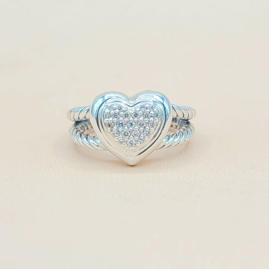 David Yurman Cable Heart Diamond Ring Silver | Certified Pre-Owned  AYW Luxury #