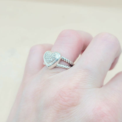 David Yurman Cable Heart Diamond Ring Silver | Certified Pre-Owned  AYW Luxury #
