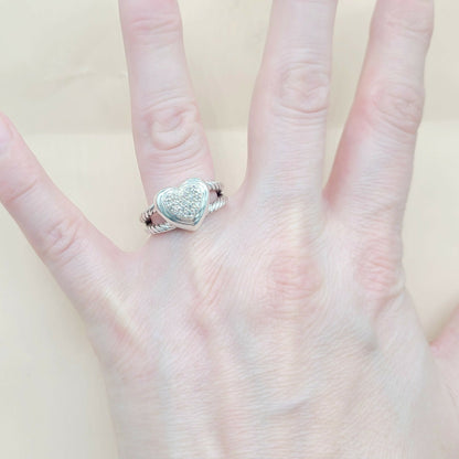 David Yurman Cable Heart Diamond Ring Silver | Certified Pre-Owned  AYW Luxury #