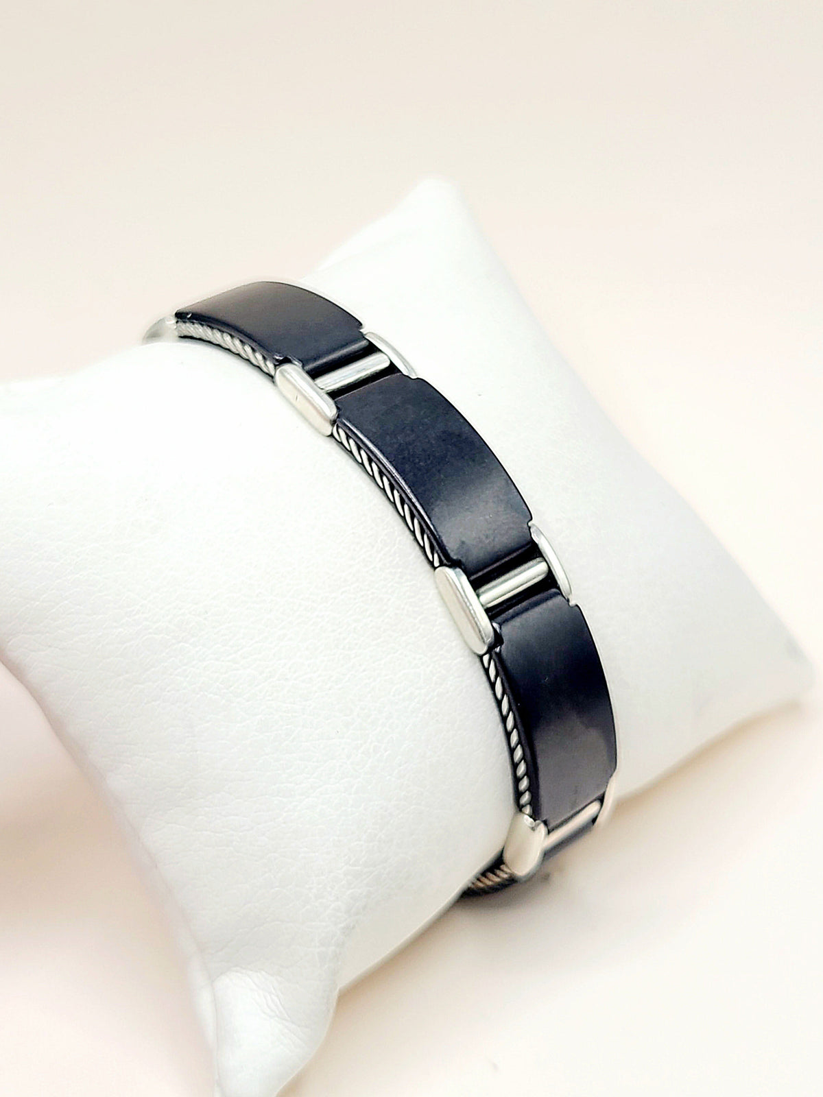 David Yurman Cable Link Bracelet Black Titanium Sterling Silver Stainless Steel 14mm Small