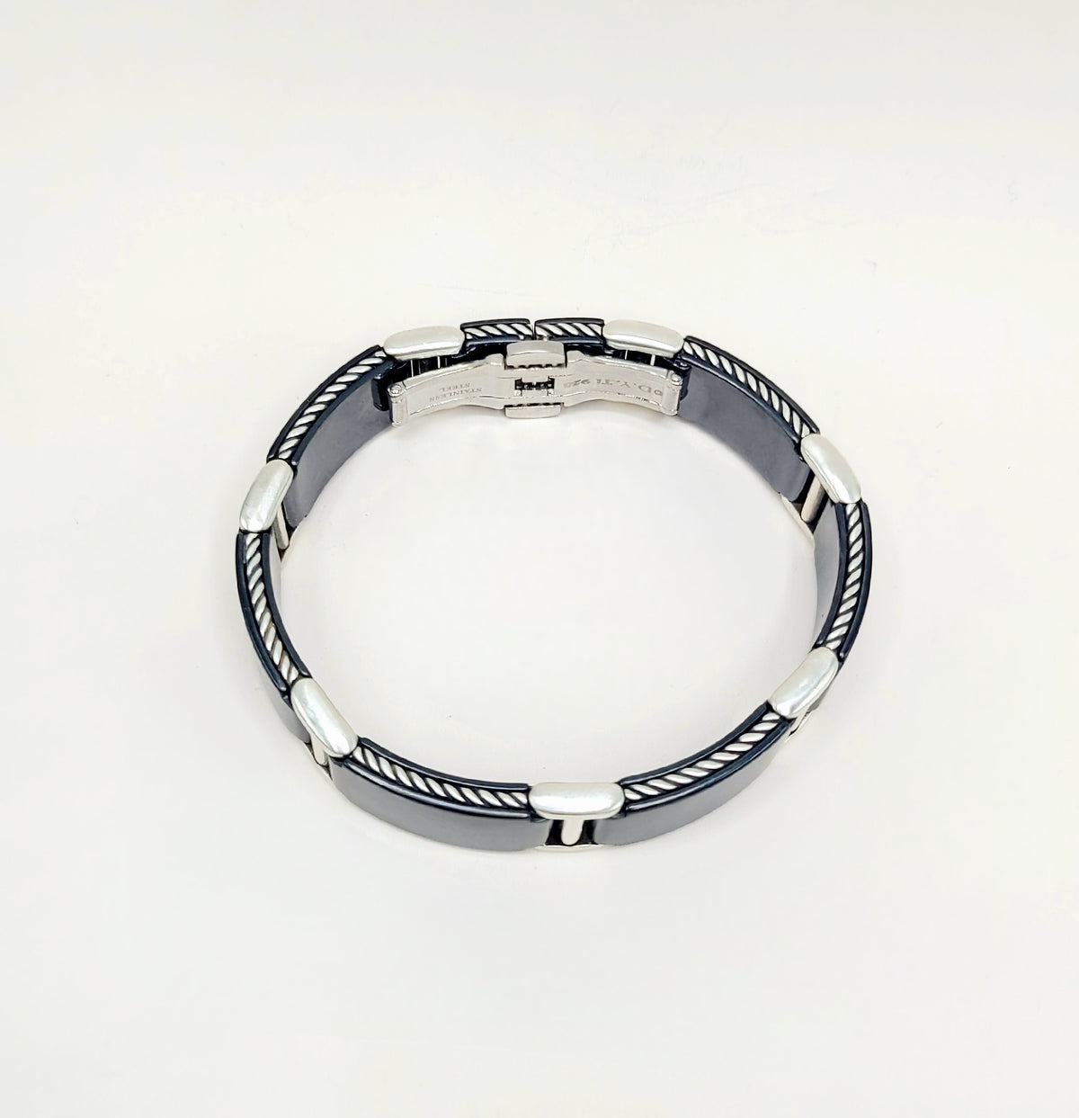David Yurman Cable Link Bracelet Black Titanium Sterling Silver Stainless Steel 14mm Small