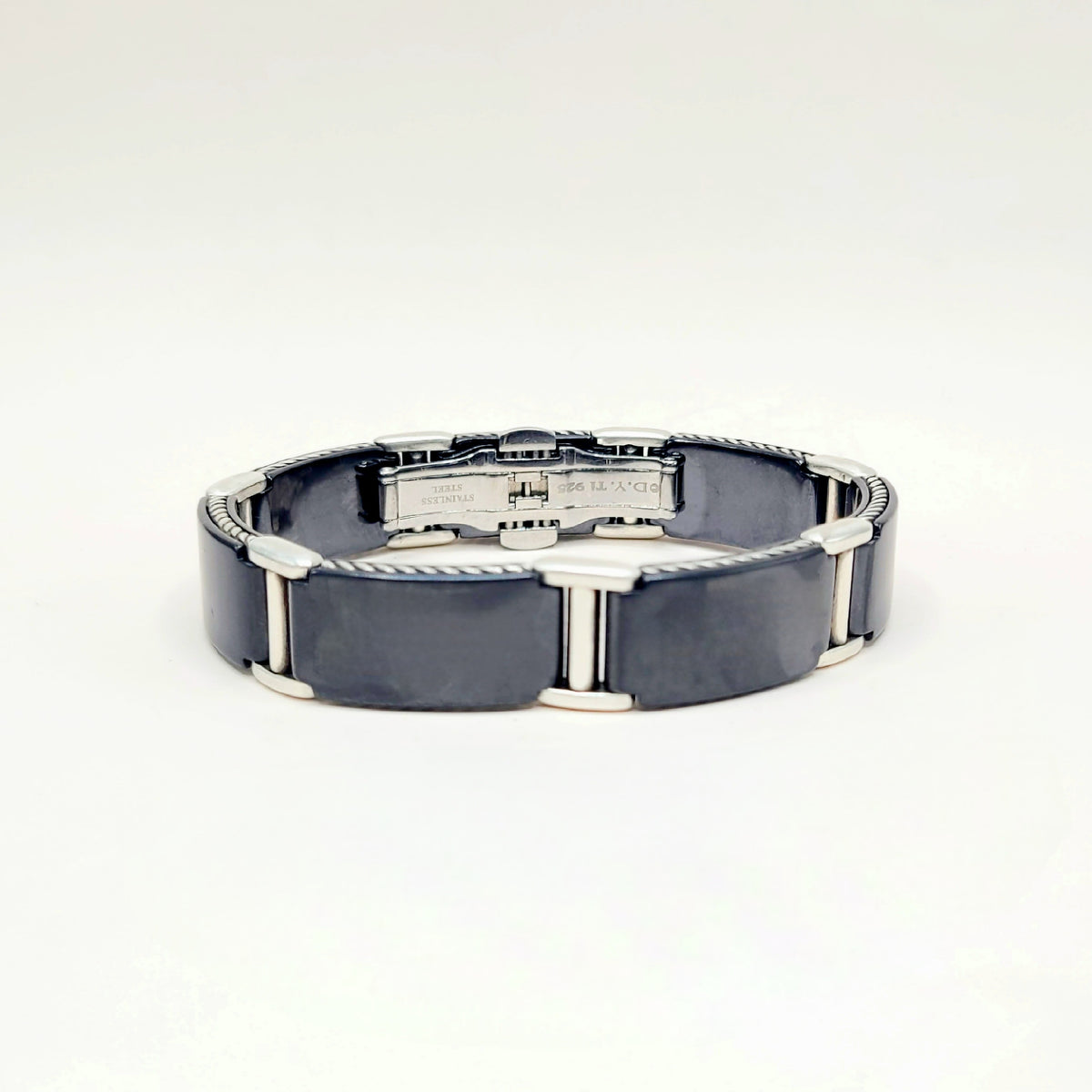 David Yurman Cable Link Bracelet Black Titanium Sterling Silver Stainless Steel 14mm Small
