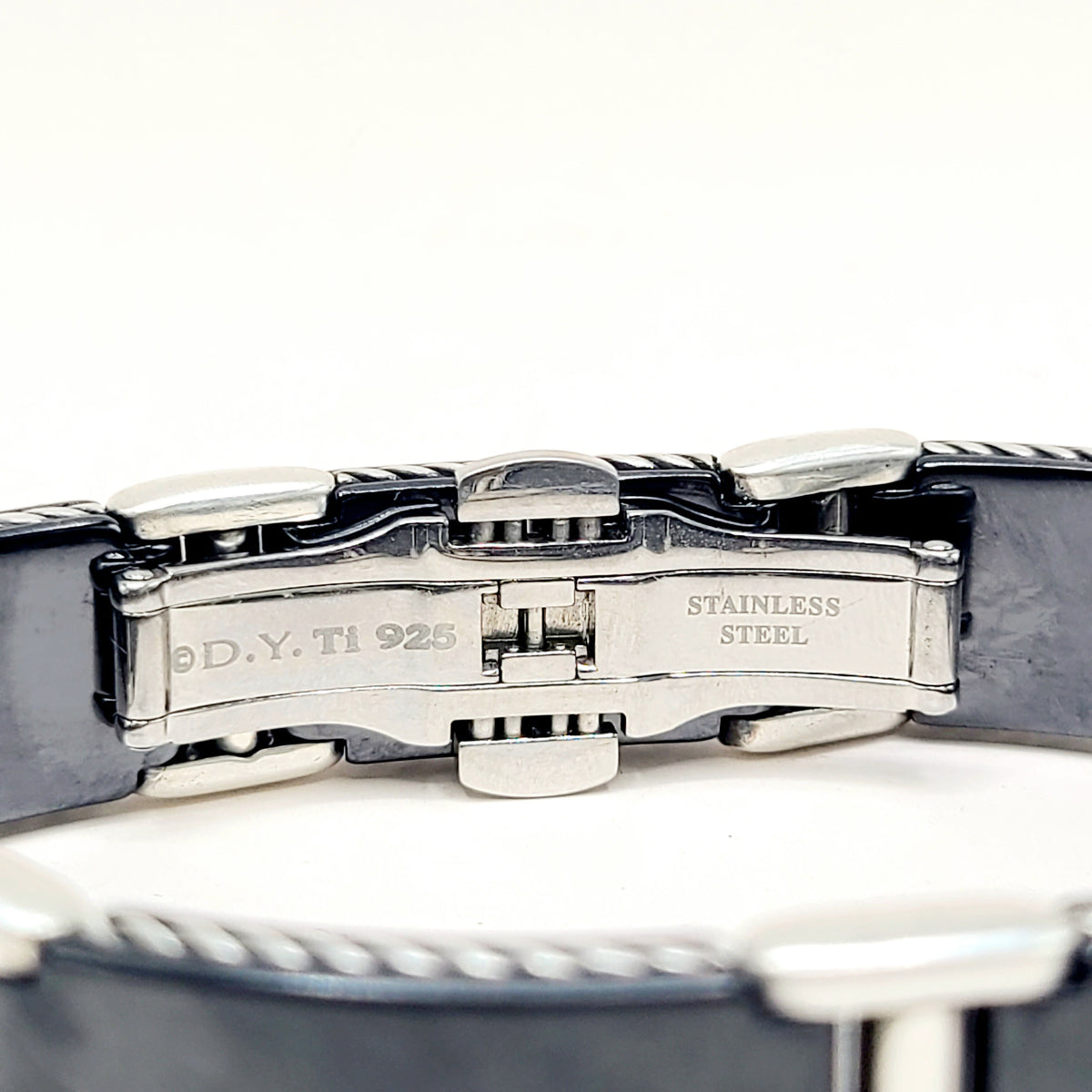 David Yurman Cable Link Bracelet Black Titanium Sterling Silver Stainless Steel 14mm Small