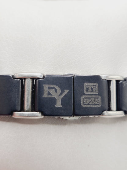 David Yurman Cable Link Bracelet Black Titanium Sterling Silver Stainless Steel 14mm Small