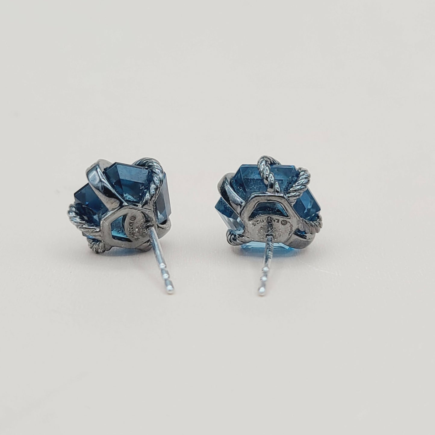 David Yurman Cable Wrap Earrings With Hampton Blue Topaz and Diamonds