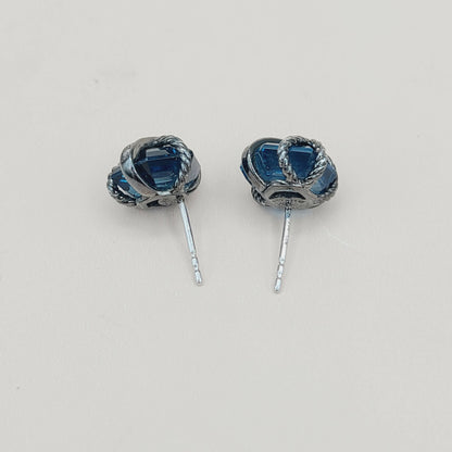 David Yurman Cable Wrap Earrings With Hampton Blue Topaz and Diamonds