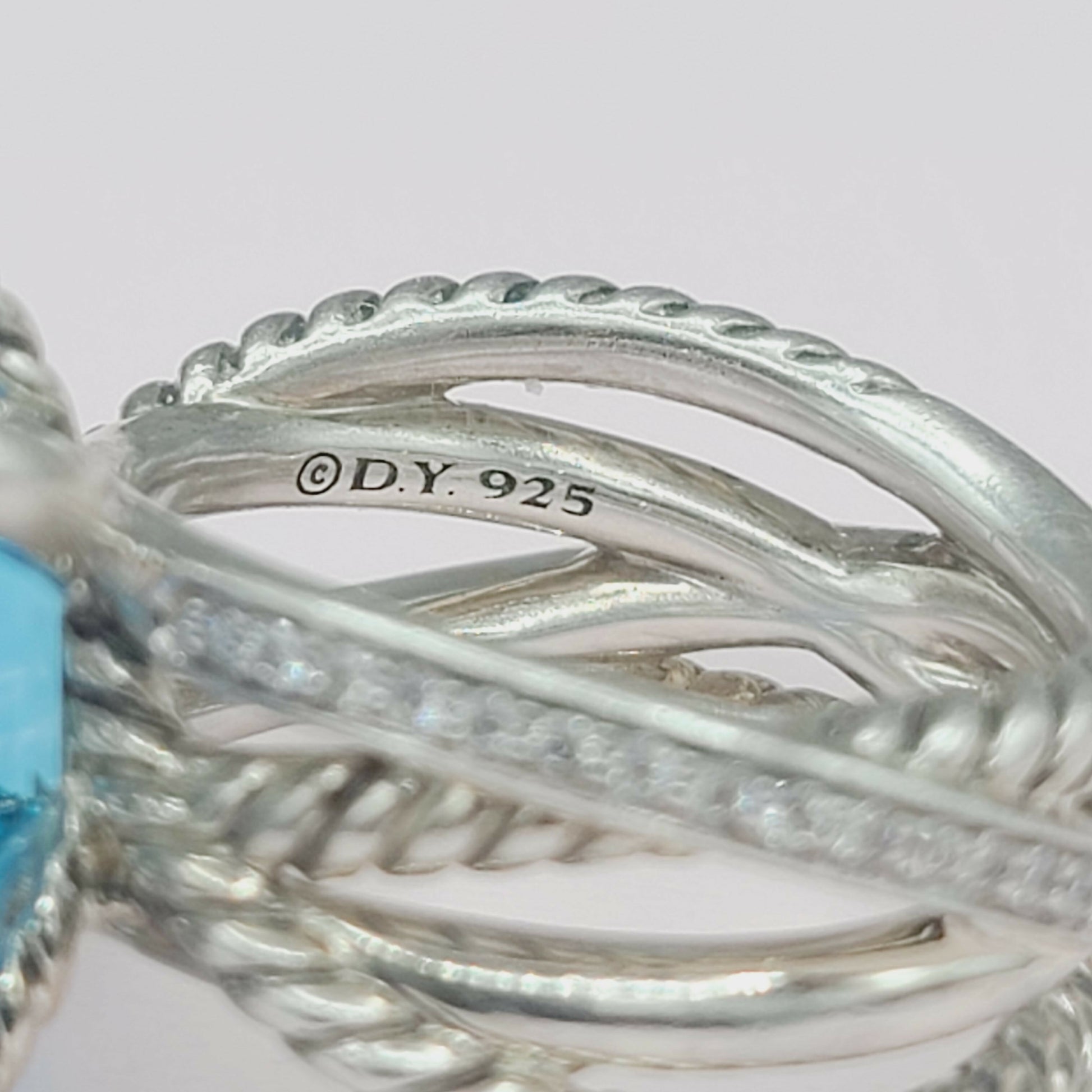 David Yurman Cable Wrap Ring With Blue Topaz And Diamonds