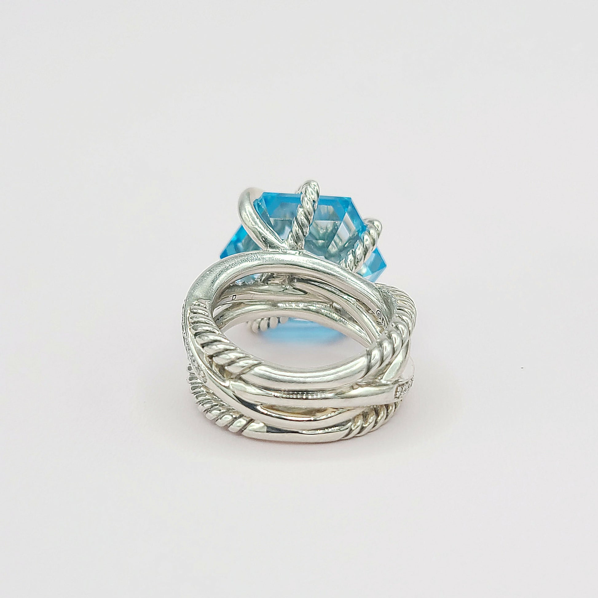 David Yurman Cable Wrap Ring With Blue Topaz And Diamonds